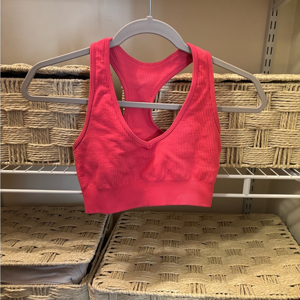 Hot pink sports bra